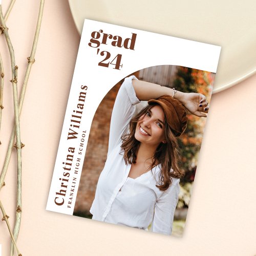 Graduate Modern Elegant Neutral Photo Graduation Announcement