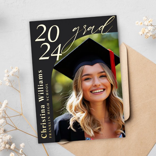 Graduate Modern Elegant Senior Photo Graduation Foil Invitation (Graduate Modern Elegant Senior Photo Graduation Foil Invitation)