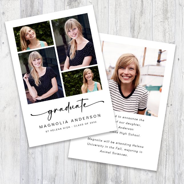 Graduate Modern Five Photo Graduation Announcement (Creator Uploaded)