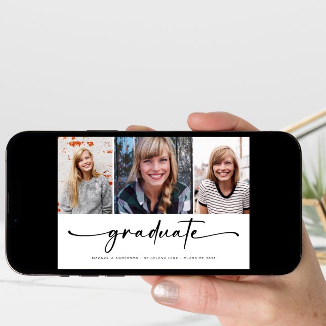 Graduate Modern Four Photo Graduation Announcement (Front Digital)