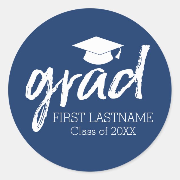 Graduate Modern Lettering Grad 2018 Classic Round Sticker