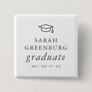 Graduate Modern Minimalist Simple Chic Graduation Button