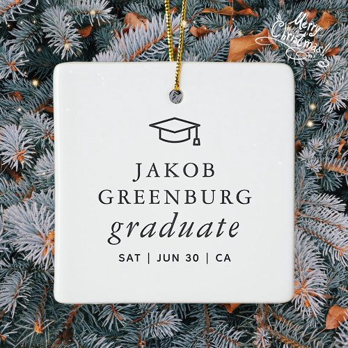 Graduate Modern Minimalist Simple Chic Graduation Ceramic Ornament