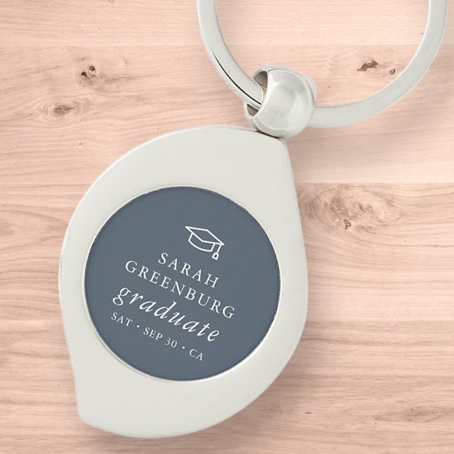 Graduate Modern Minimalist Simple Chic Graduation Keychain (Creator Uploaded)