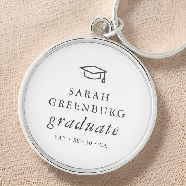 Graduate Modern Minimalist Simple Chic Graduation Keychain (Creator Uploaded)