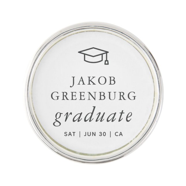 Graduate Modern Minimalist Simple Chic Graduation Lapel Pin (Front)