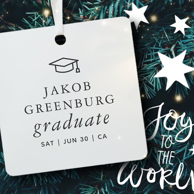 Graduate Modern Minimalist Simple Chic Graduation Metal Ornament (Creator Uploaded)