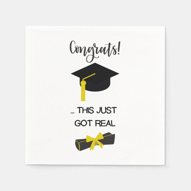 Graduate Modern Minimalist Simple Chic Graduation Napkins (Front)