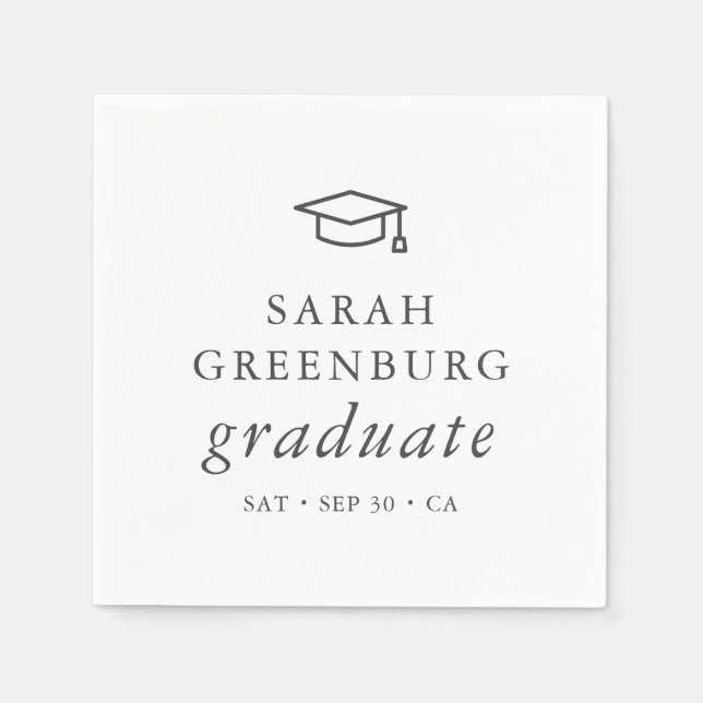 Graduate Modern Minimalist Simple Chic Graduation Napkins (Front)
