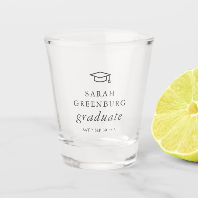 Graduate Modern Minimalist Simple Chic Graduation Shot Glass (Front)