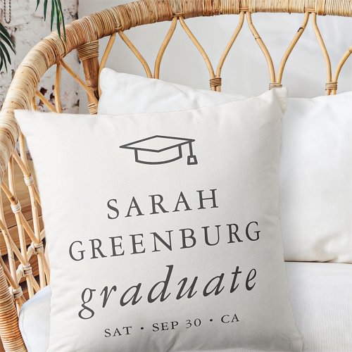 Graduate Modern Minimalist Simple Chic Graduation Throw Pillow
