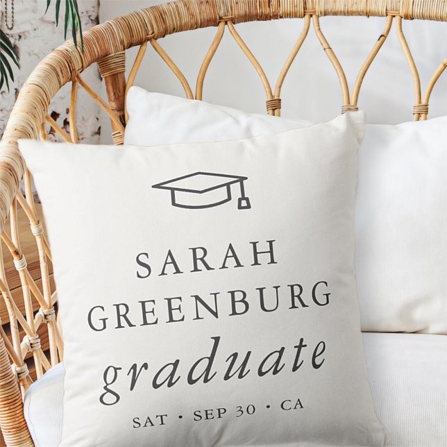 Graduate Modern Minimalist Simple Chic Graduation Throw Pillow (Creator Uploaded)
