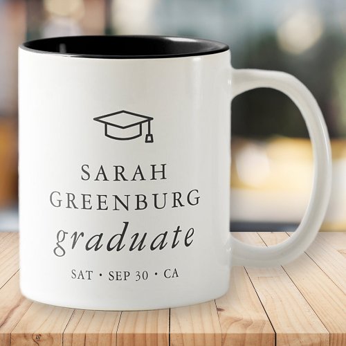 Graduate Modern Minimalist Simple Chic Graduation Two_Tone Coffee Mug