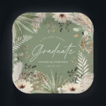 Graduate modern pampas grass sage green elegant paper plates<br><div class="desc">Graduation modern pampas grass and eucalyptus botanical foliage and script text party favor decor party napkin. Budget party decor. Contemporary terracotta,  black,  purple,  sage green and natural beige design colorway.</div>