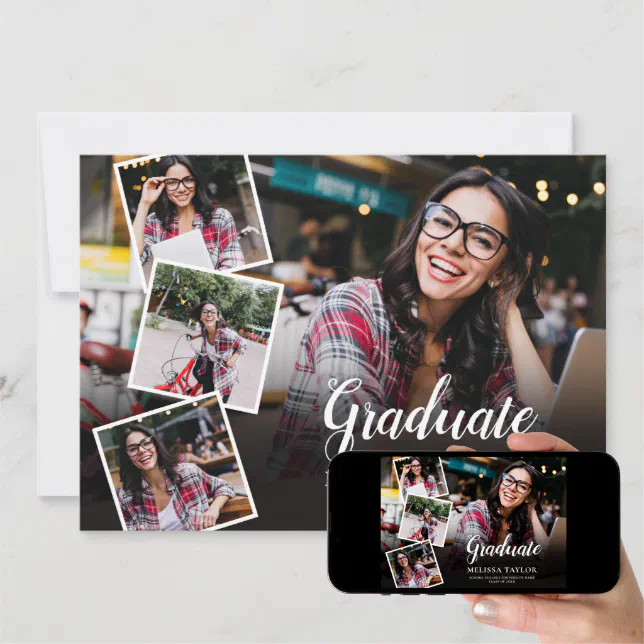 Graduate Modern Photo Collage Graduation Announcement | Zazzle