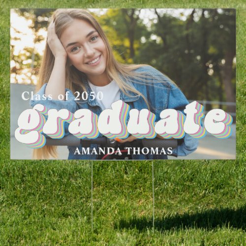 Graduate Modern Photo Minimalist Retro Yard Sign