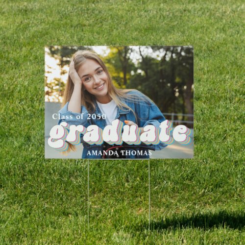 Graduate Modern Photo Minimalist Retro Yard  Sign