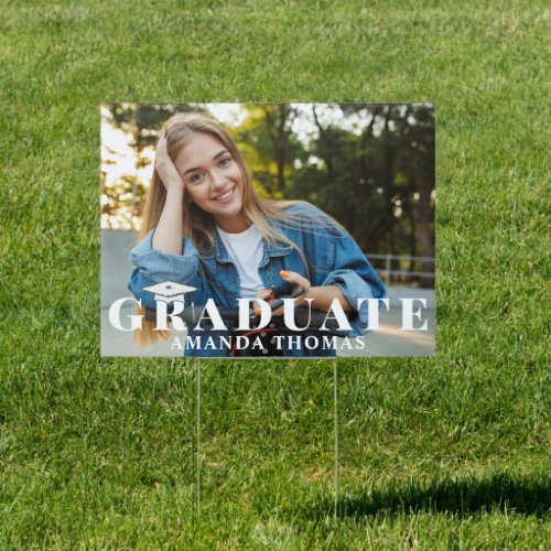 Graduate Modern Photo Simple Typography Yard Sign