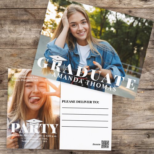 Graduate Modern Photo Template Bold Typography Postcard