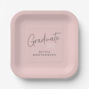 Graduate Modern Script Graduation Party Paper Plates