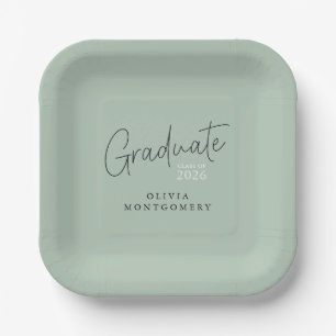 Graduate Modern Script Graduation Party Paper Plates