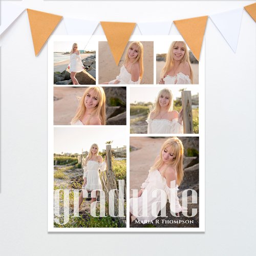 Graduate Modern Script Photo Collage Simple Poster