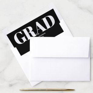 Graduate Modern Simple Black and White Envelope Liner