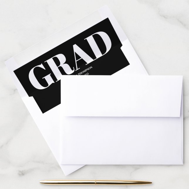 Graduate Modern Simple Black and White  Envelope Liner (Desk)