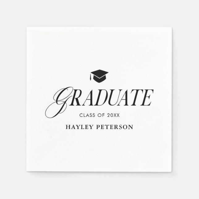 Graduate Modern Simple Graduation Party Napkins (Front)