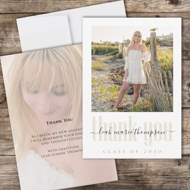 Graduate Modern Simple Trendy Minimalist Thank You Card (Creator Uploaded)