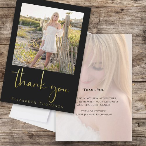 Graduate Modern Simple Typography Gold Script Thank You Card