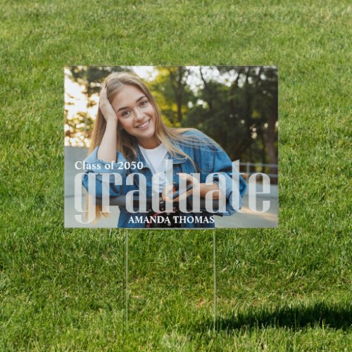 Graduate Modern Typography Simple Photo Yard Sign