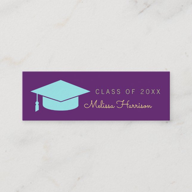 graduate name card, elegant class of, purple calling card (Front)