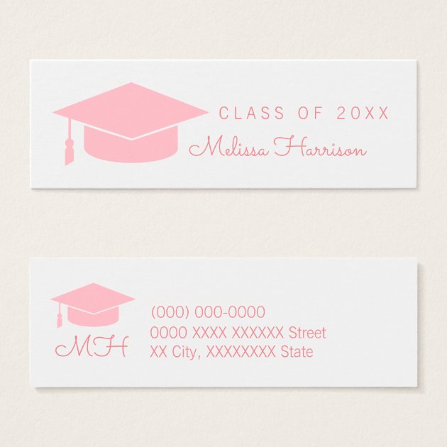 Graduate Name Card, Women Class Of, Pink Mini Business Card
