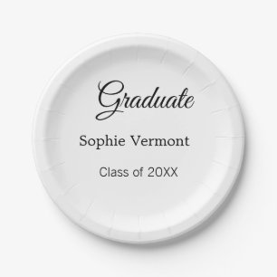 Graduate name class of 20XX congrats simple minima Paper Plates