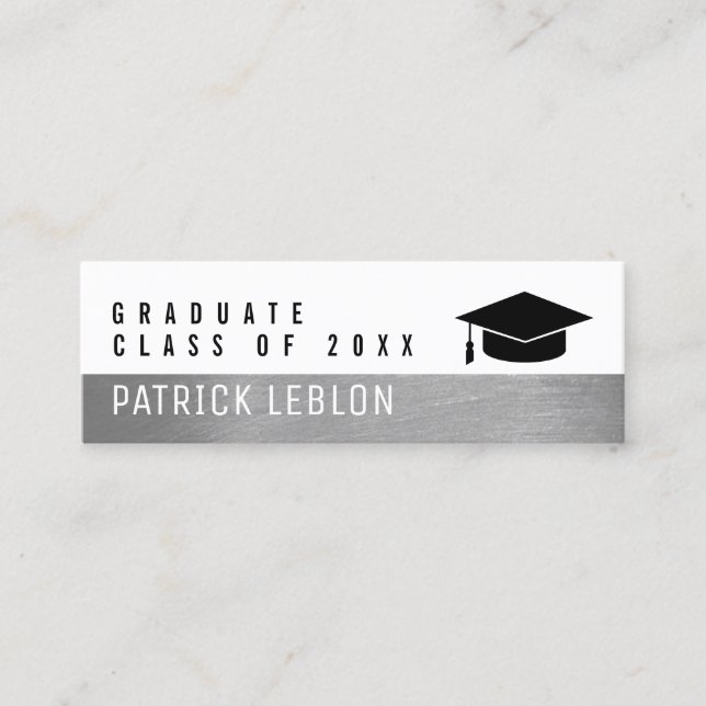 Graduate name, elegant class of, black & white calling card (Front)