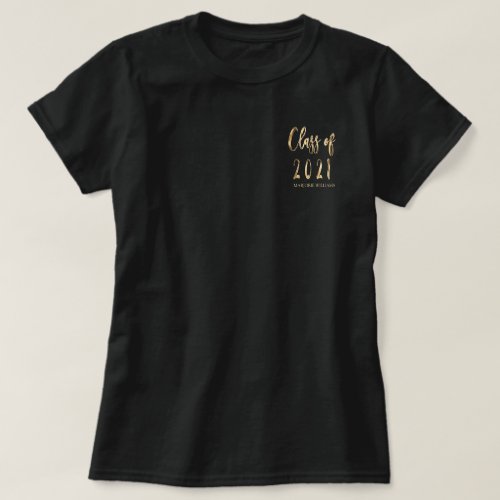 Graduate Name Faux Gold Brown Class of 2021 T_Shirt