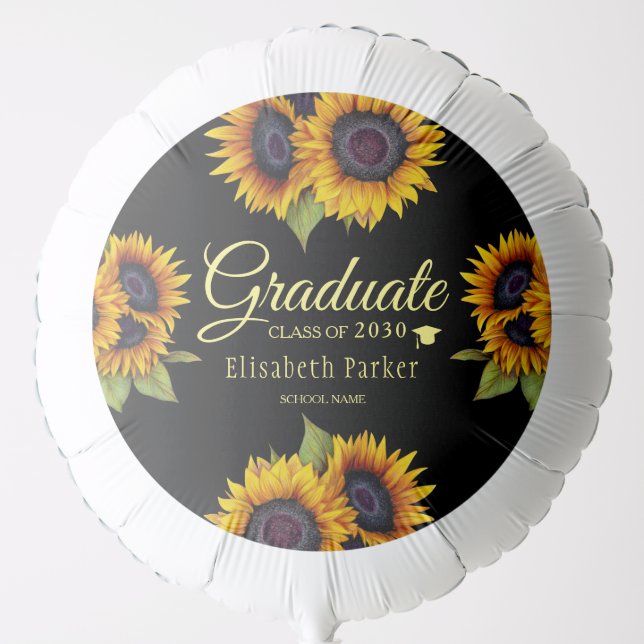 Graduate name floral graduation personalized balloon (Front)