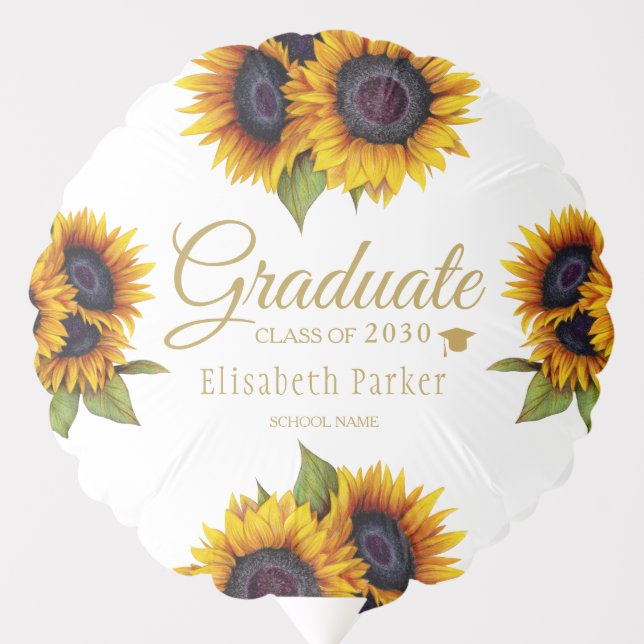Graduate name graduation year sunflowers balloon (Front)