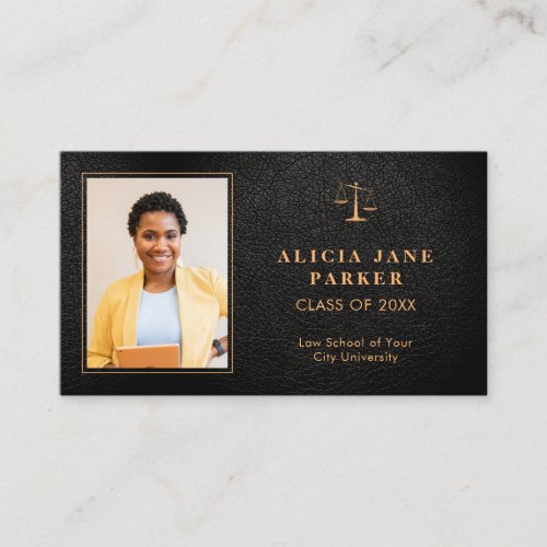 Graduate name law school graduation photo business card