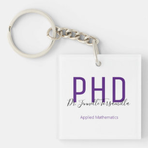 Graduate Name Purple Degree PhD Keychain