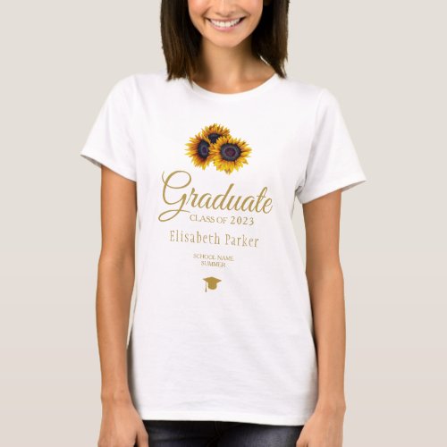 Graduate name rustic floral elegant graduation T_Shirt