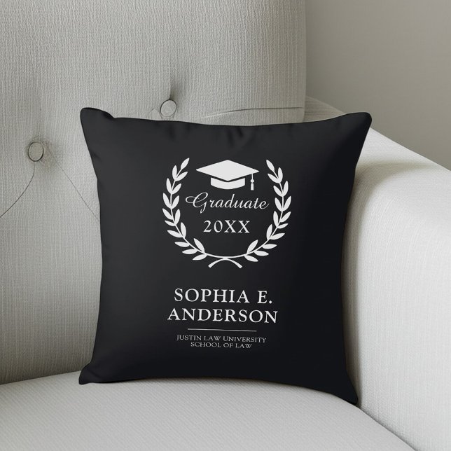 Graduate Name & School Emblem Celebration Keepsake Throw Pillow (Creator Uploaded)