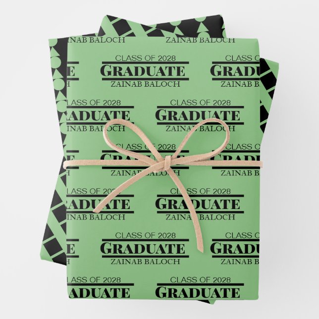 Graduate Name Script Geometric Wrapping Paper Sheets (In situ)