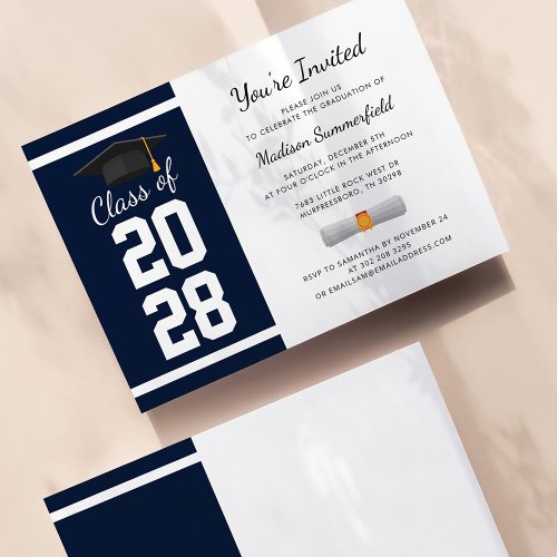 Graduate Navy Blue Graduation 2024 Party Invitation