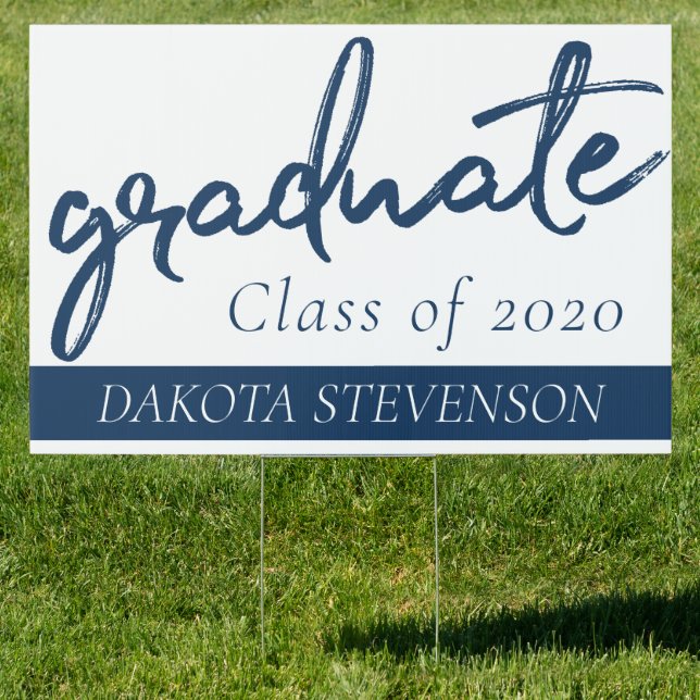 Graduate Navy Script | Dark Blue Brush Keepsake Sign (Insitu)