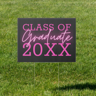 Graduate Neon Pink Script Class of 2024 Sign