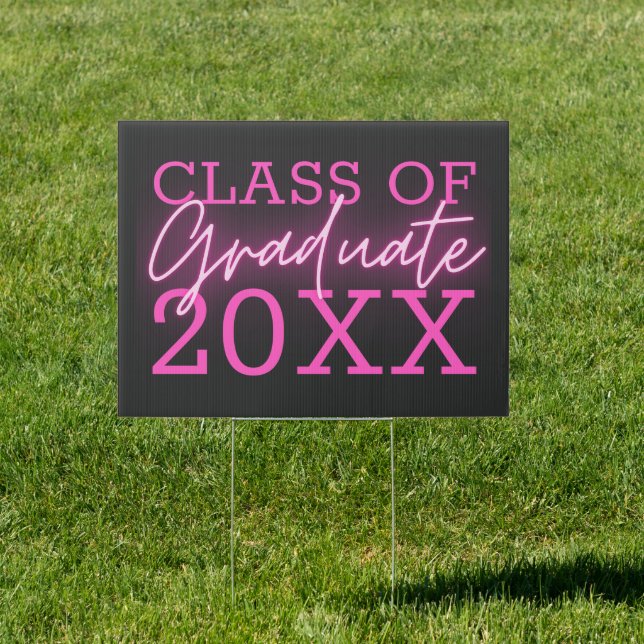 Graduate Neon Pink Script Class of 2024 Sign (Insitu)