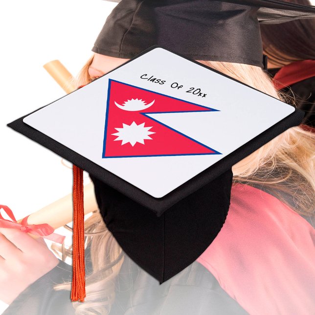 Graduate Nepal, Student hats, Nepali Flag Graduation Cap Topper (Creator Uploaded)