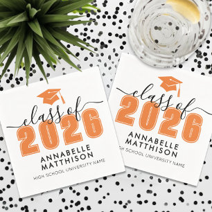 Graduate Orange Graduation Napkins